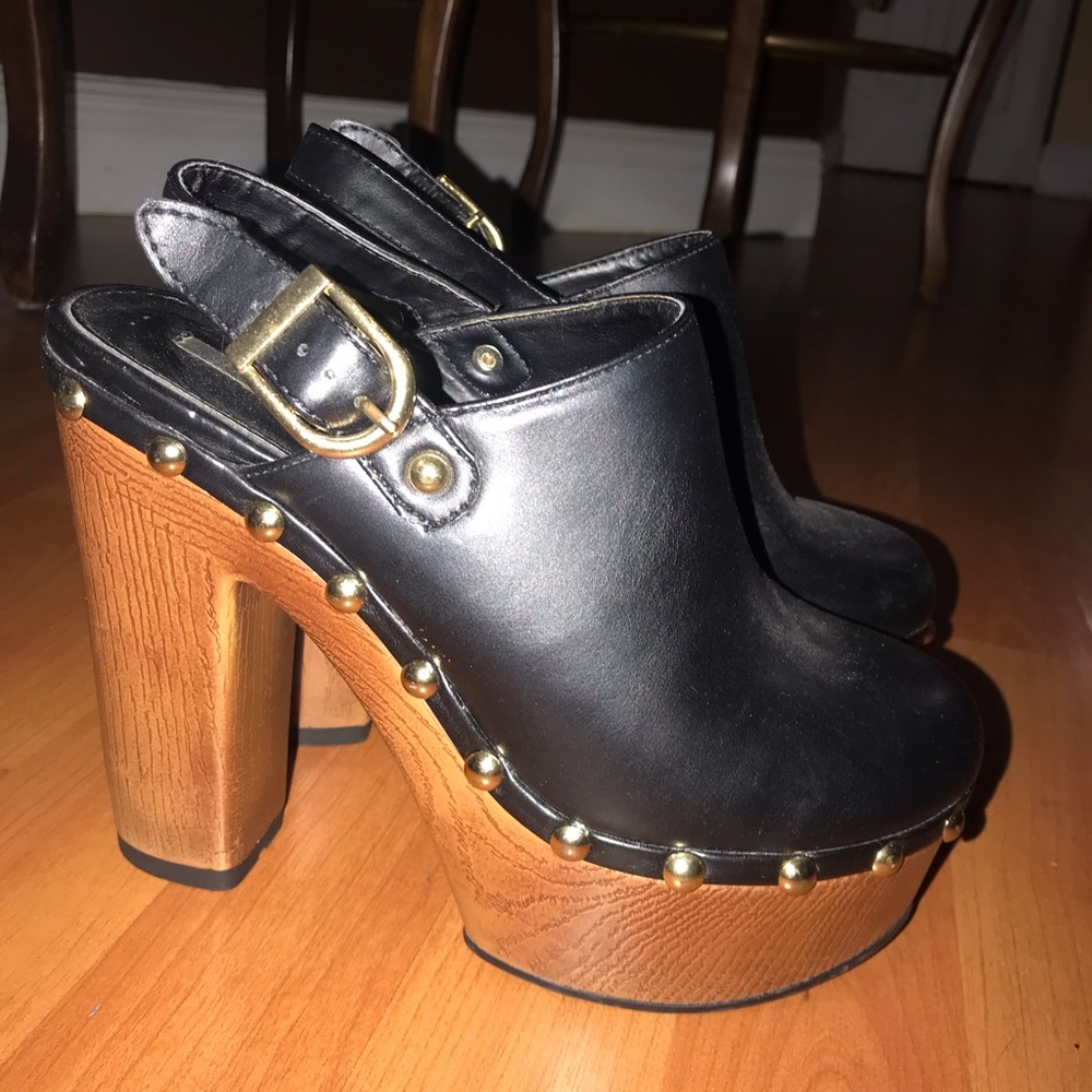 Black leather heels